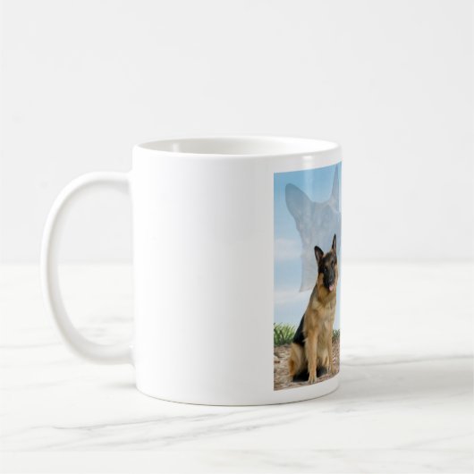 ジャーマン・シェパード犬の友人の詩のマグ コーヒーマグカップ (左)
