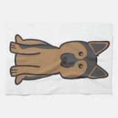 ジャーマン・シェパード犬の漫画 キッチンタオル (横)