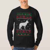 ジャーマン・シェパード犬の醜いセーターのクリスマス Tシャツ (正面)