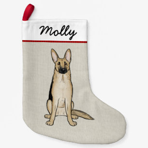 ジャーマン・シェパード犬ライト黒およびタンのカスタム スモールクリスマスストッキング