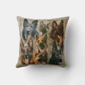 ジャーマン・シェパード犬- GSDの絵画のコラージュ クッション (裏面)