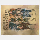 ジャーマン・シェパード犬- GSDの絵画のコラージュ フリースブランケット (正面(横))