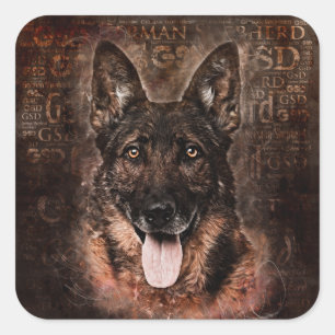 ジャーマン・シェパード犬- GSD スクエアシール
