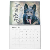 ジャーマン・シェパード犬GSD 2018年-水彩画 カレンダー (2月 2027)