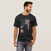 ジャーマン・シェパード アメリカ国旗 犬 Tシャツ (正面フル)