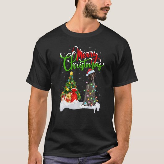 ジャーマン・ショートヘアード・ポインターのクリスマス装飾 Tシャツ (正面)
