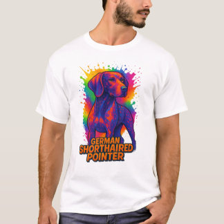 ジャーマン・ショートヘアード・ポインター ポップアート - カラフルネオン Tシャツ