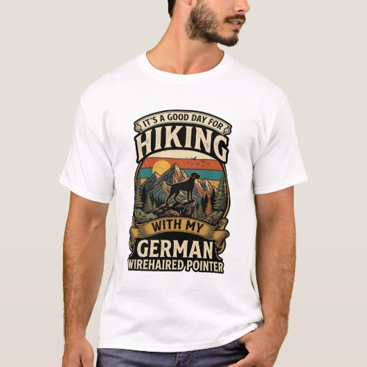 ジャーマン・ワイアーヘアード・ポインター 登山 サンシャイン Tシャツ (正面)