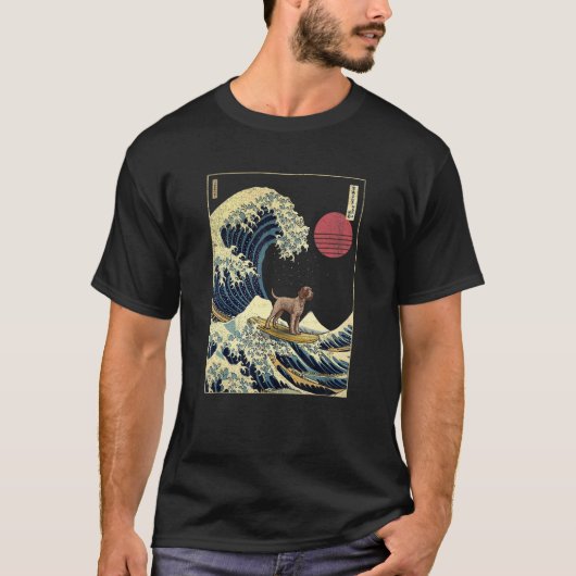 ジャーマン・ワイアーヘアード・ポインター 神奈川の波 Tシャツ (正面)