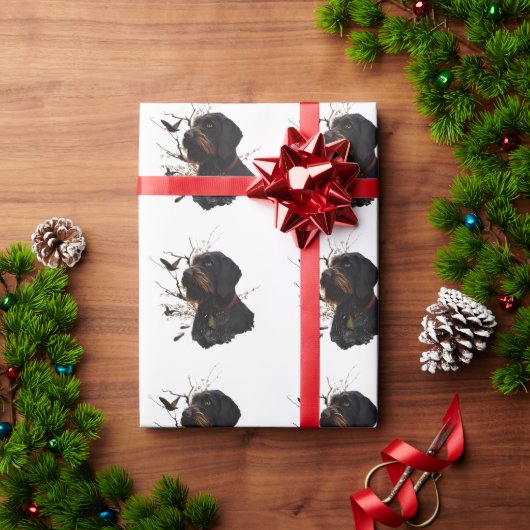 ジャーマン・ワイヤーヘアード・ポインター ラッピングペーパー (クリスマスギフト)