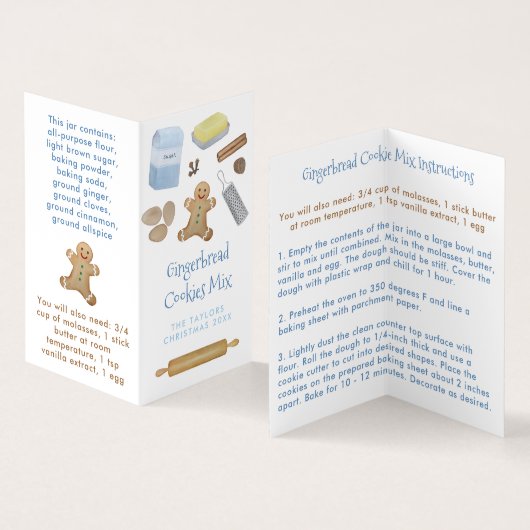 ジャーミックスの折り畳みラベルに入ったジンジャーブレッドクッキー 名刺 (内部&外部)