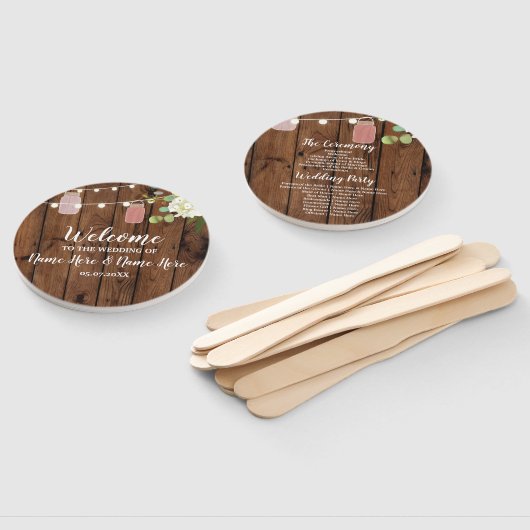 ジャールライトフローラウッドジャー結婚式 プログラムファン ハンドファン (組立なし)