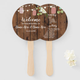 ジャールライトフローラウッドジャー結婚式 プログラムファン ハンドファン