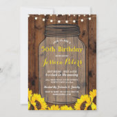 ジャー素朴バースデーパーティーウッドサンフラワー招待状 招待状 (正面)