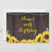 ジャー素朴バースデーパーティーウッドヒマワリ写真 招待状 (裏面)