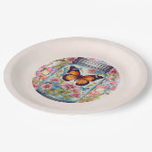 ジャー蝶の赤ちゃんシャワーの小さな愛 ペーパープレート (アングル)