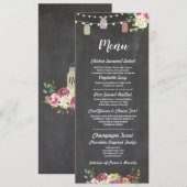 ジャー メニュー ウェディング レセプション ラスティック チョーク フラワーズ (正面/裏面)