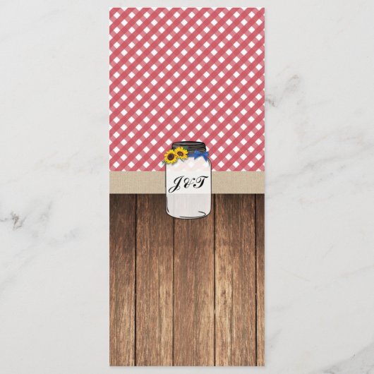 ジャー メニュー ウェディング レセプション 赤チェック ヒマワリ (裏面)