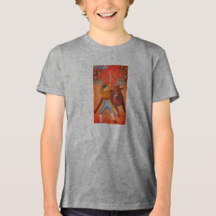 ジュアレズ、メキシコヴィンテージ闘牛シーンの子供 トライブレンドTシャツ