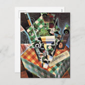 ジュアン·グリス-チェックしたテーブルクロスで静物 シーズンポストカード (正面/裏面)