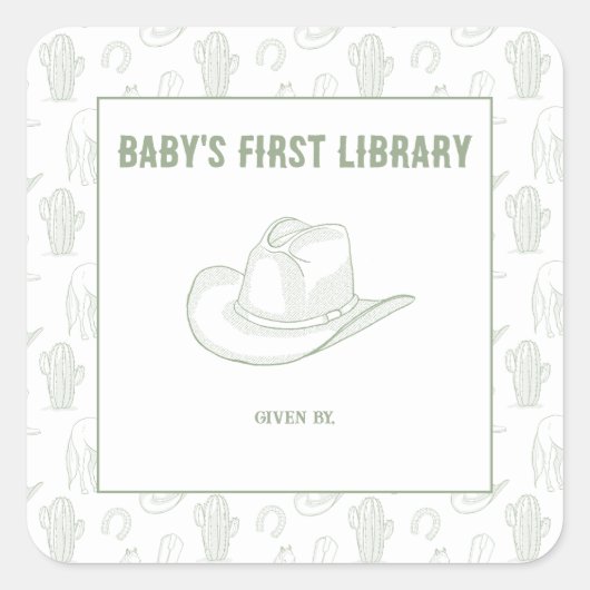 ジュイ・トゥイル グリーンカウボーイ - 赤ちゃんの最初の図書館 スクエアシール (正面)