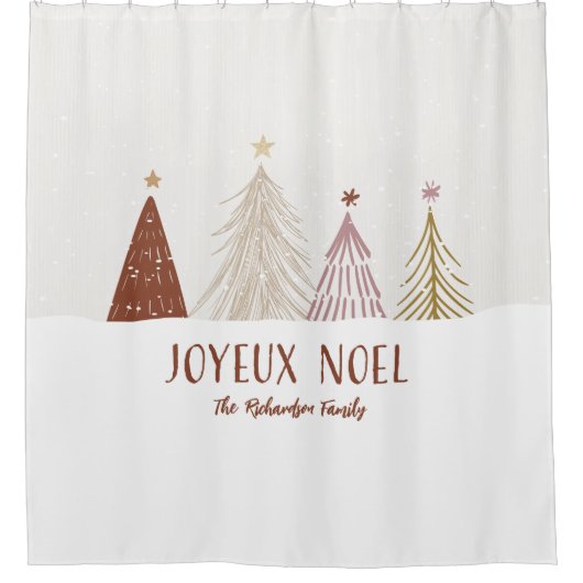 ジュエックスノールホリデーメリークリスマスツリーズファミリー シャワーカーテン (正面)