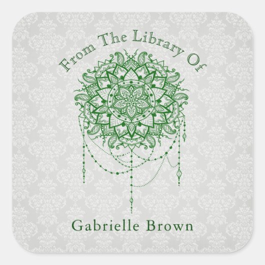 ジュエリエレガントドゼンマンダラダマスク蔵書票 スクエアシール (正面)