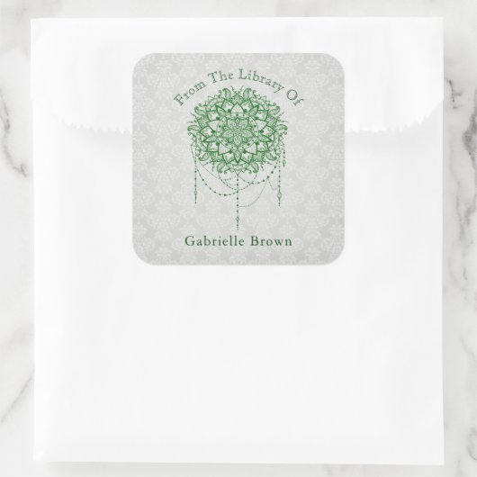 ジュエリエレガントドゼンマンダラダマスク蔵書票 スクエアシール (バッグ)