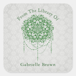 ジュエリエレガントドゼンマンダラダマスク蔵書票 スクエアシール