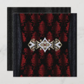 ジュエリドクリップダムスクヴァンパイアゴシック結婚ズ 招待状 (正面/裏面)