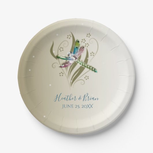 ジュエリドドラゴンフライウェディングシャワー紙プレート ペーパープレート (正面)