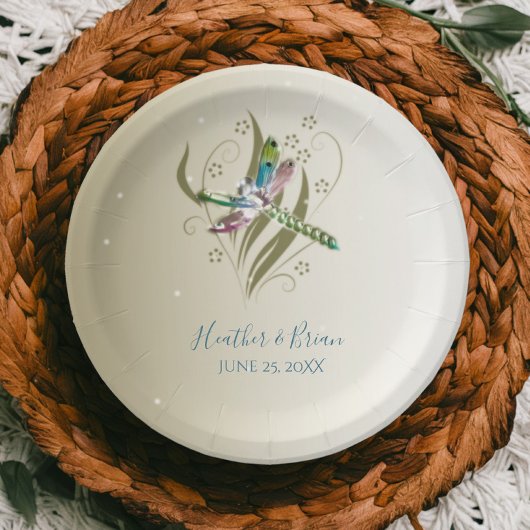 ジュエリドドラゴンフライウェディングシャワー紙プレート ペーパープレート