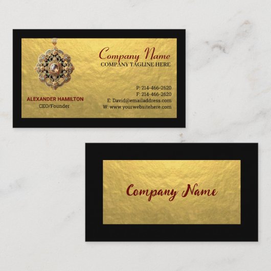 ジュエリーと宝石の名刺 名刺 (正面/裏面)