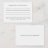 ジュエリーに対するLetter of Authenticityテンプレート 名刺 (正面/裏面)