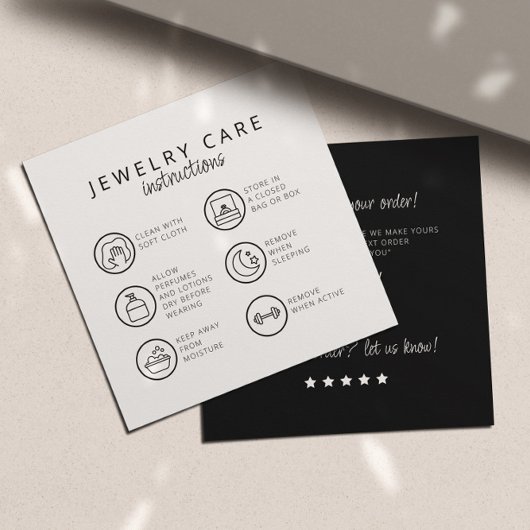 ジュエリーのお手入れ方法 黒 シンプル お礼 エンクロージャーカード