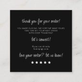 ジュエリーのお手入れ方法 黒 シンプル お礼 エンクロージャーカード (裏面)