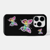 ジュエリーのような虹色クリスタルの蝶々 iPhoneケース (裏面横)