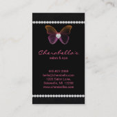 ジュエリーのサロンの名刺のスパの蝶ピンク 名刺 (裏面)