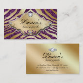 ジュエリーのシマウマの名刺の輝きの紫色の金ゴールド2 名刺 (正面/裏面)