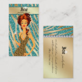 ジュエリーのダイヤモンドの赤いシマウマのベージュティール(緑がかった色)のヒョウ 名刺 (正面/裏面)