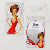 ジュエリーのダイヤモンドの赤い女性のシマウマベージュ色 名刺 (正面/裏面)