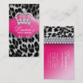 ジュエリーのヒョウの名刺の王冠のピンク 名刺 (正面/裏面)