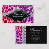 ジュエリーのヒョウの名刺の赤い紫色 名刺 (正面/裏面)