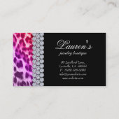 ジュエリーのヒョウの名刺の赤い紫色 名刺 (裏面)