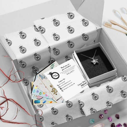 ジュエリーの会社名ブランドロゴのパッシンプルケージ 薄葉紙