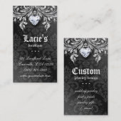 ジュエリーの名刺のエレガントなヴィンテージのダマスク織の黒 名刺 (正面/裏面)