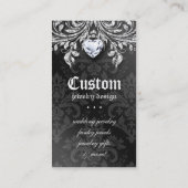 ジュエリーの名刺のエレガントなヴィンテージのダマスク織の黒 名刺 (裏面)
