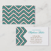 ジュエリーの名刺のシェブロンの輝きのブラウンの青 名刺 (正面/裏面)