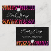 ジュエリーの名刺のシマウマのオレンジ紫色の点 名刺 (正面/裏面)