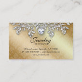 ジュエリーの名刺のシマウマのグリッターのティール（緑がかった色）の金ゴールド 名刺 (裏面)